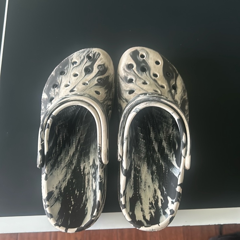 Black and white crocs